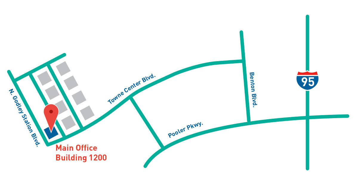 Map of the new SouthCoast Health Pooler location.