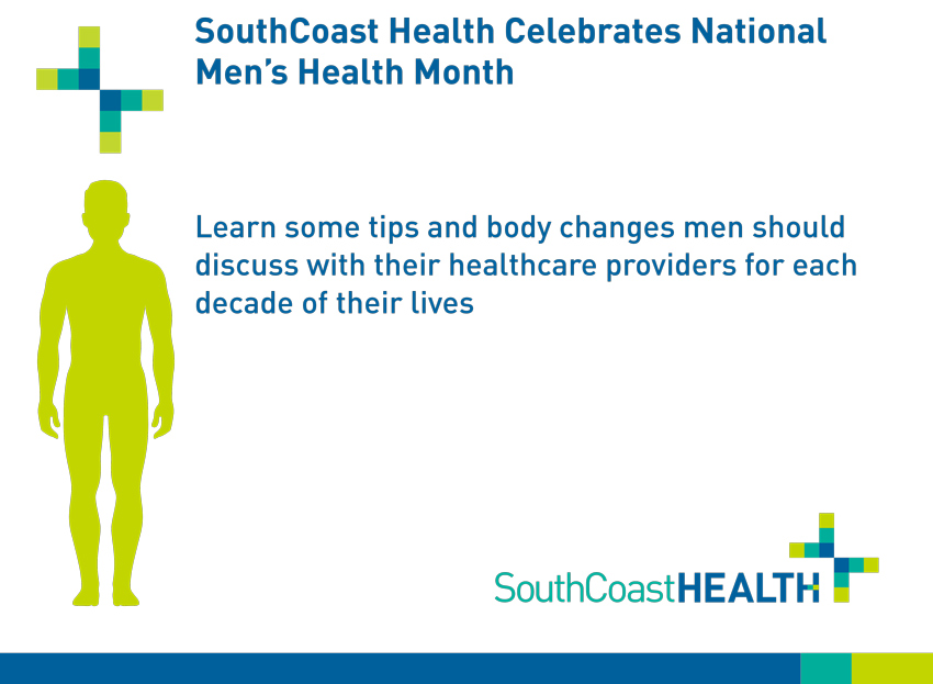 SouthCoast Health Celebrates National Men’s Health Month. Learn some tips and body changes men should discuss with their healthcare providers for each decade of their lives.