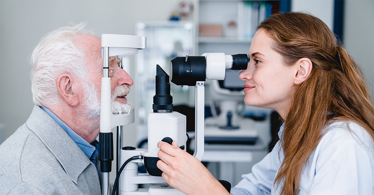 Routine eye exam with doctor