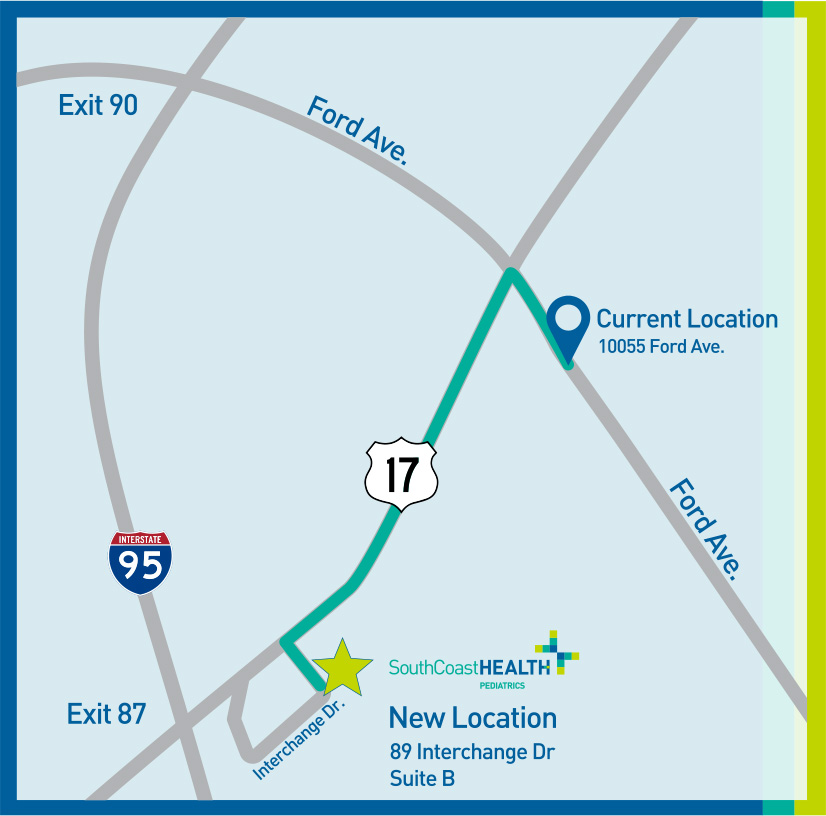 Map showing new Pediatrics location.